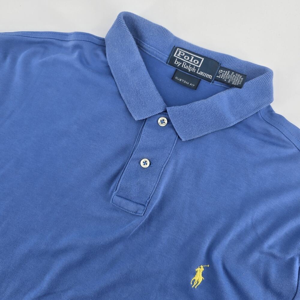 Polo Ralph Lauren Polo Shirt Mens L Large Light Blue Custom Fit Pony Logo Pique